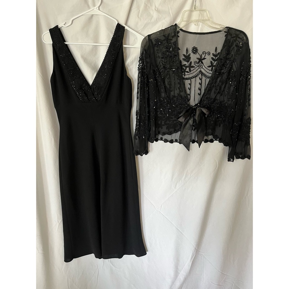 Women's Jones New York Beaded Evening Gown & Beaded tie cardigan shawl 8 elegant